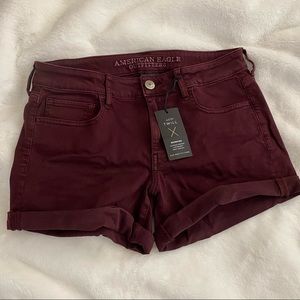 American Eagle Burgundy Jean Shorts